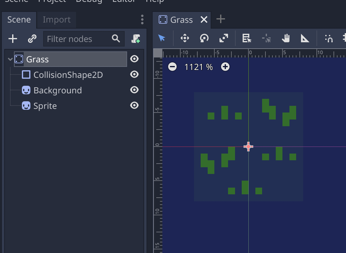 grass tile node in the editor